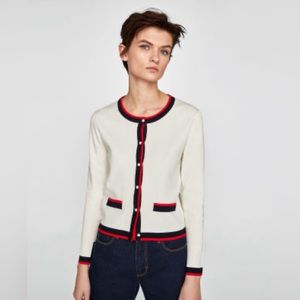 Zara cardigan with Perl red contrast xs worn once
